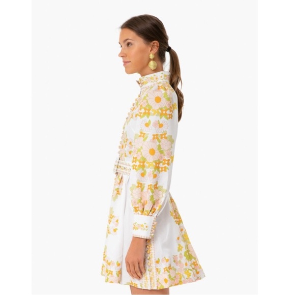 NEW Tuckernuck Beulah Leila Women’s Yellow Belted Floral Dress Small B2783 - Picture 2 of 6